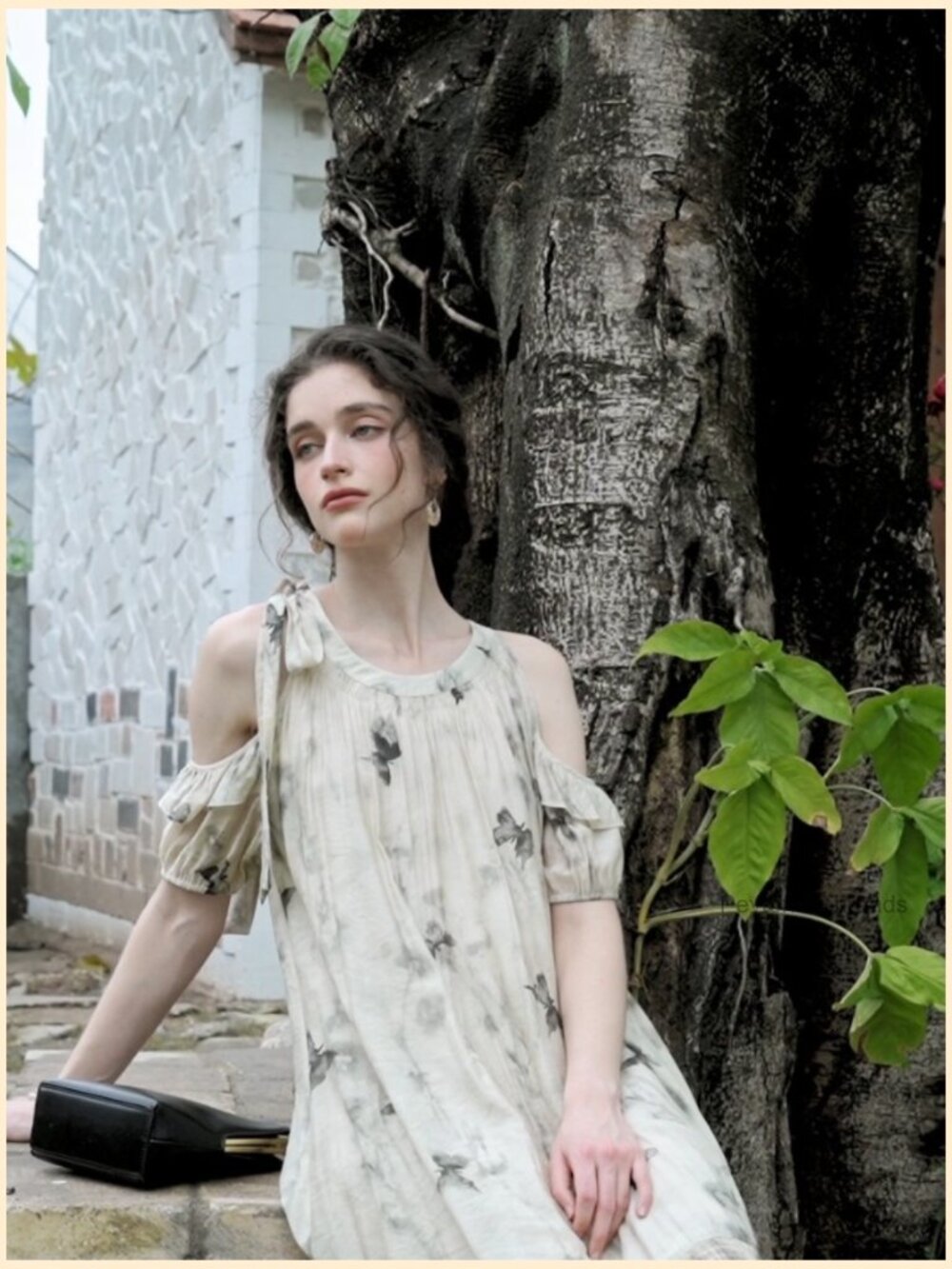 Floral Midi Dress Off-Shoulder Ruffle Loose Flowing Beach Vacation - Picture 7 of 7